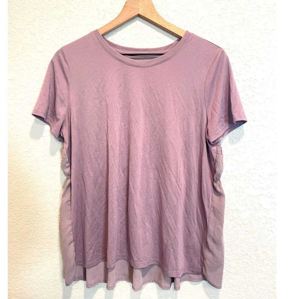 Lavender Relaxed Fit Tee Shirt Womens Large Soft Casual Basic Top Gathered Back